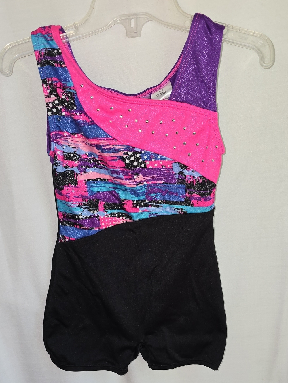 Freestyle By Danskin Pink & Purple Multi-Print Gymnastics Tank Leotard